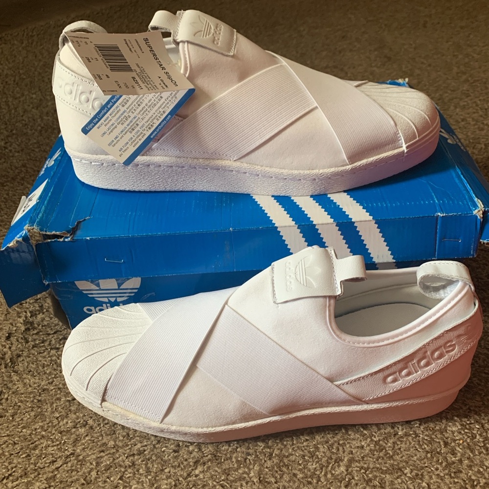 Brand New Adidas Superstar Slip-On 'Triple White' BZ0111 Size Men’s 11.5